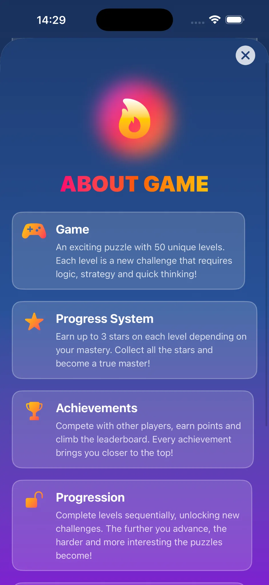 About game screen